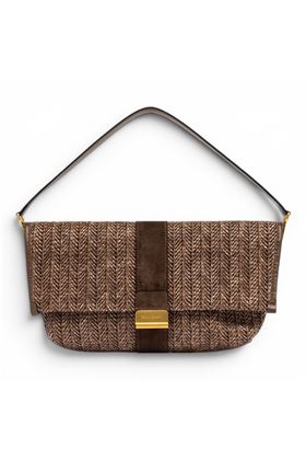 Borsa Gianni Chiarini in paglia intrcciata e camoscio colore cioccolata. GIANNI CHIARINI | 12246-CHOCO